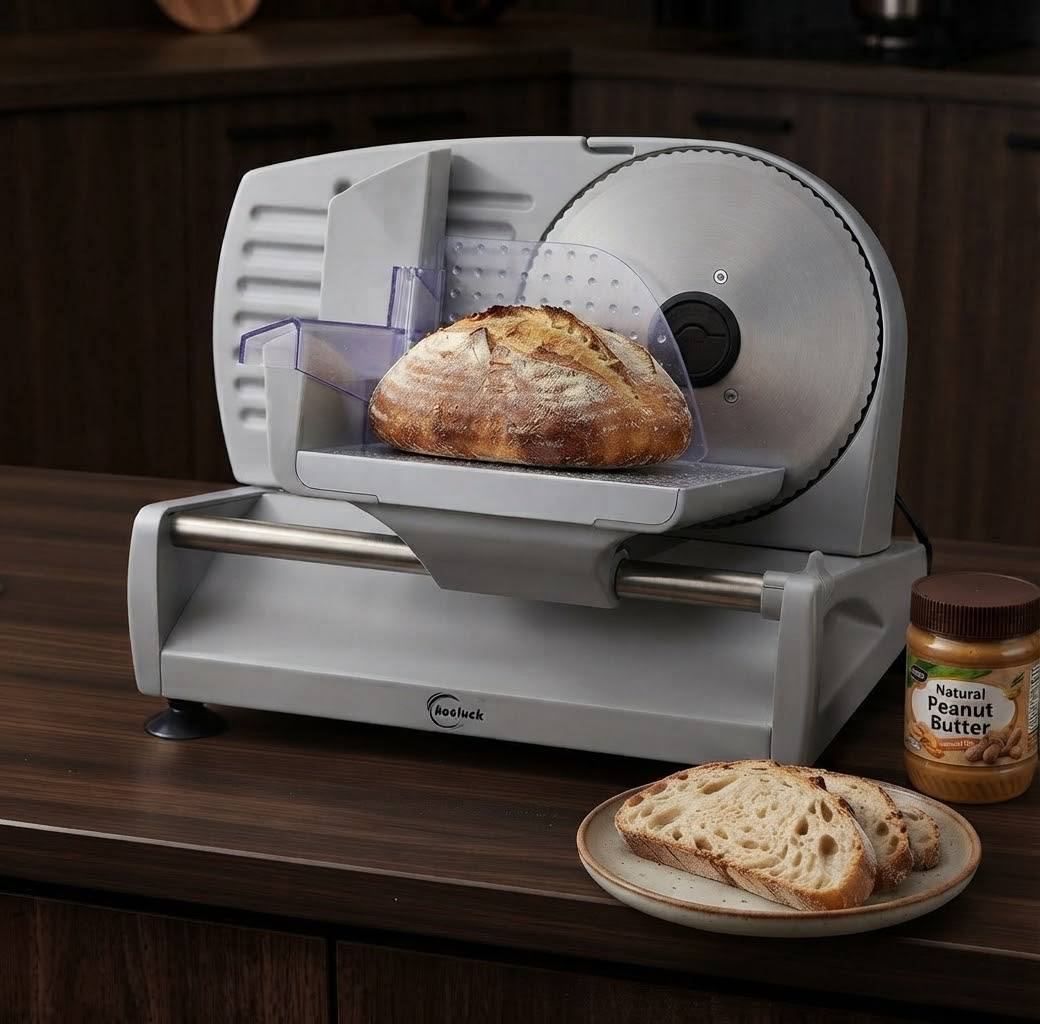 Electric bread and meat slicer machine for home kitchen