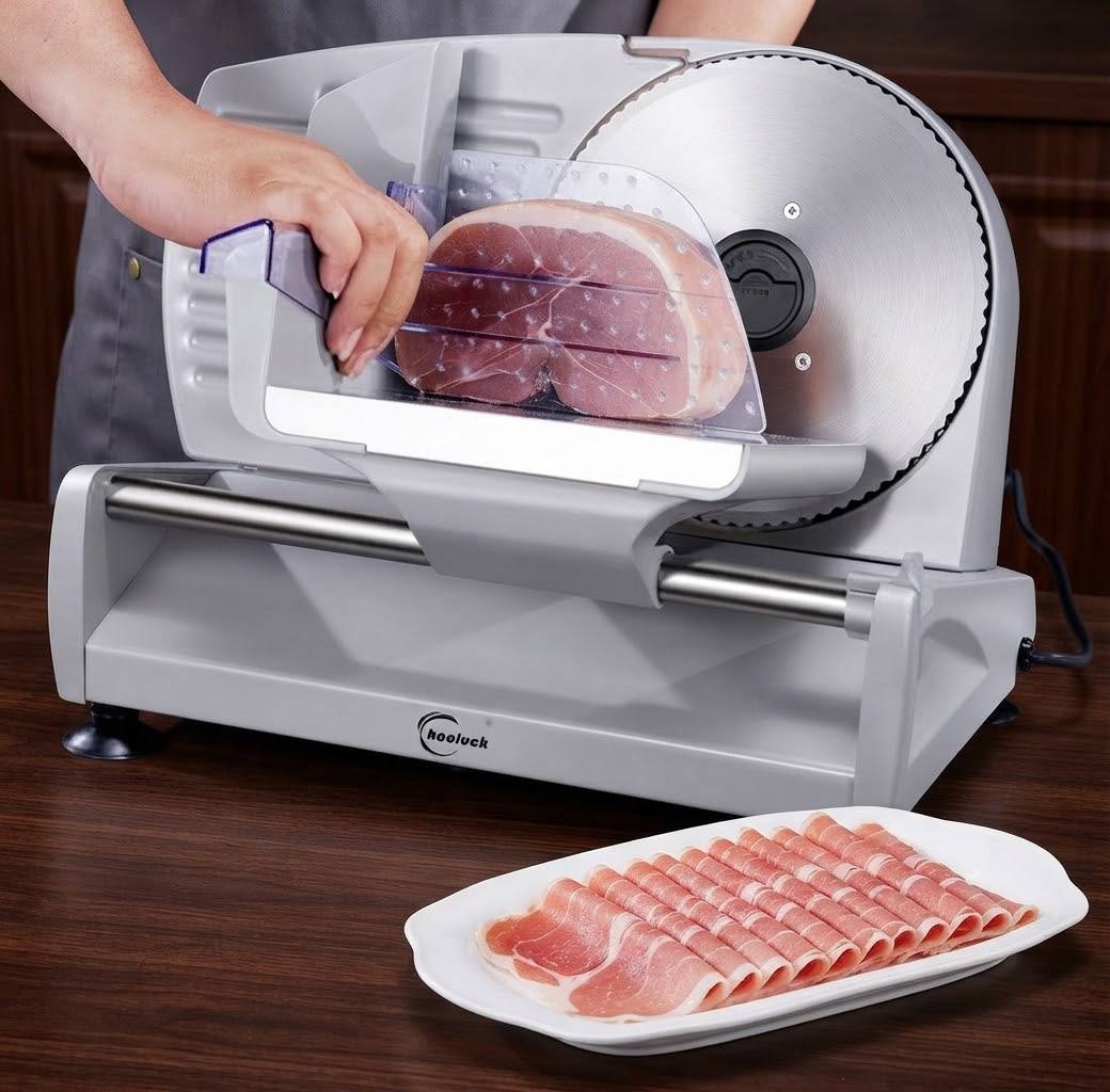 Electric meat and bread slicer for homemade food