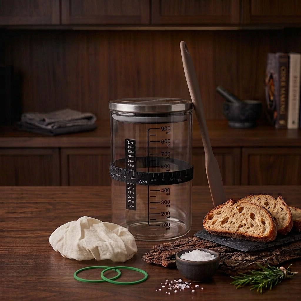 Borosilicate glass container for bread starter fermentation