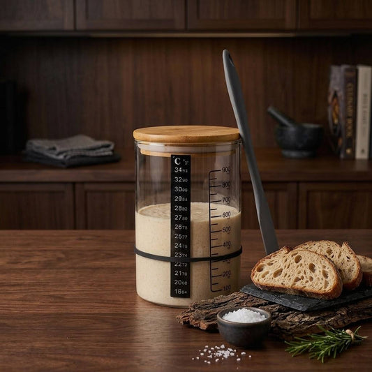 Transparent sourdough fermentation jar for baking starter culture