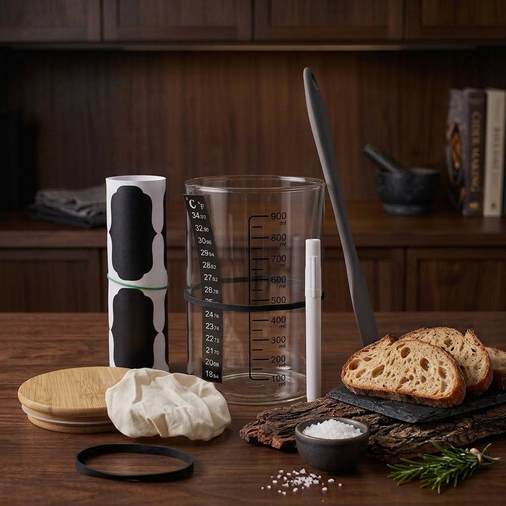 Yeast fermentation jar for sourdough bread preparation
